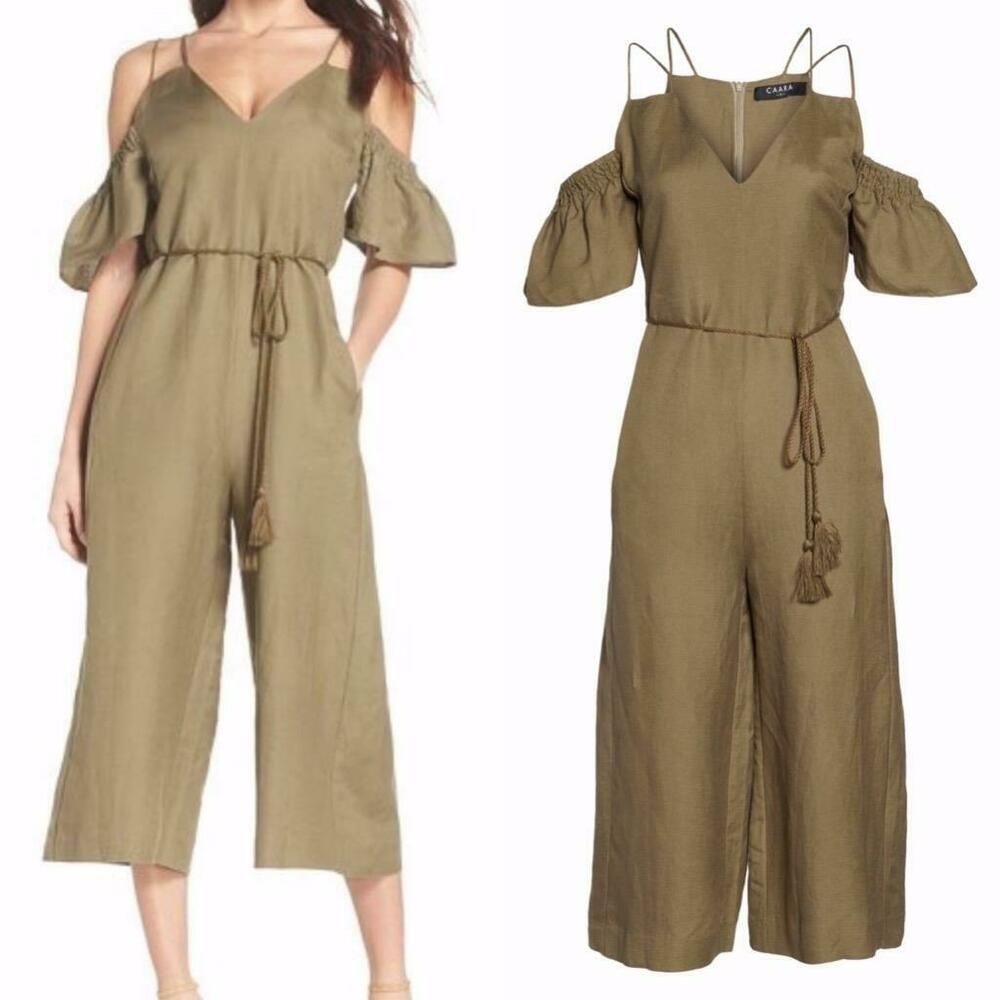 CAARA army green linen Jumpsuit